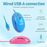 Kids Mouse 2 Pack [Pink Blue] For Laptop Mini Usb Optical Wired Mice Fit For Kids Girls Lady Use Compatible With Computer Laptop Pc Desktop Windows 7/8/10/Xp Vista And Mac