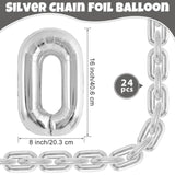 24pcs Giant Silver Chain Balloons 16" for 80s/90s & Hip Hop Parties