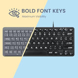 Perixx PERIBOARD-432 Wired Mini USB Keyboard - X Type Scissor Keys - Big Print
