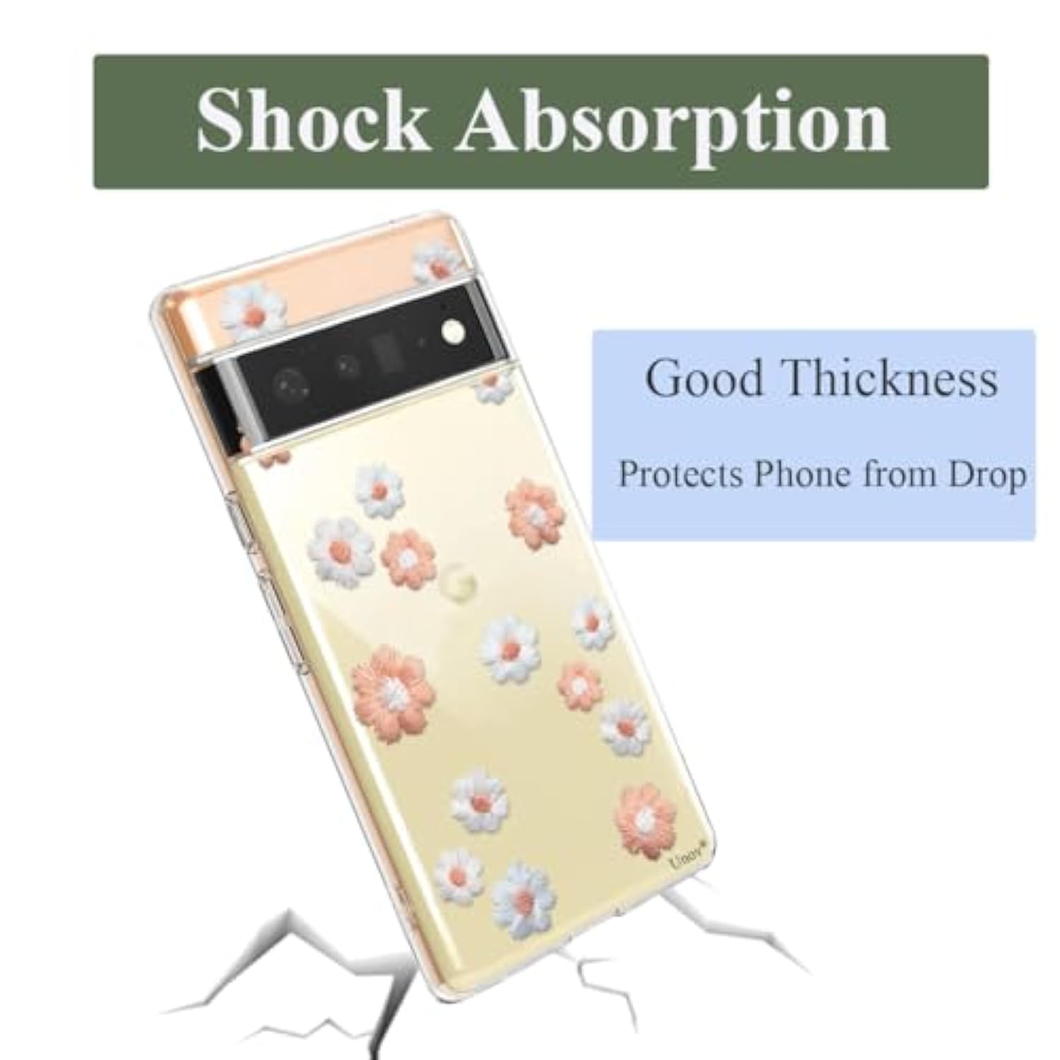 Soft TPU Shock Absorption Slim Embossed Pattern Protective Back Cover for Pixel 6 Pro