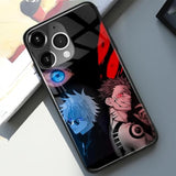 Satoru-Gojo And Ryomen Sukuna Anime Glossy Glass Creative Phone Case, Manga Pattern, Black Soft Silicone Shell For Iphone 16 Pro Max