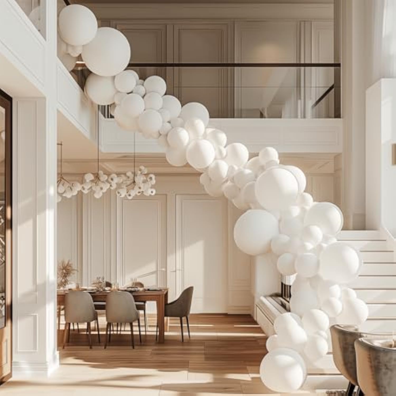 145pcs White Balloon Kit – Mixed Sizes for Party, Wedding, Baby Shower & Event Decor