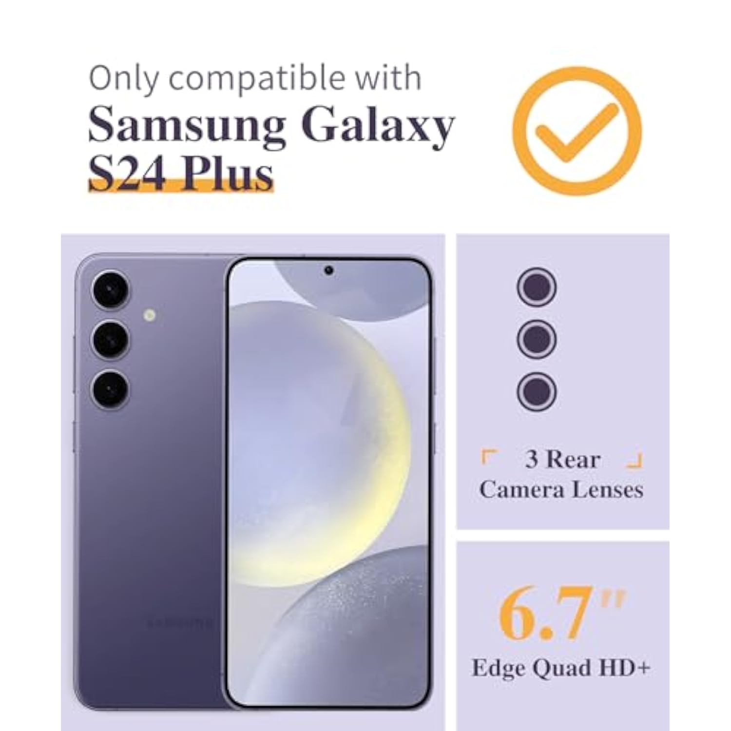 Compatible With Samsung Galaxy S24 Plus Case Floral, With Screen&Camera Lens Protector,Hard Pc&Tpu Bumper Clear Shockproof Protective For S24 Plus Phone Case Women 6.7"(Cherry Blossoms/Purple)