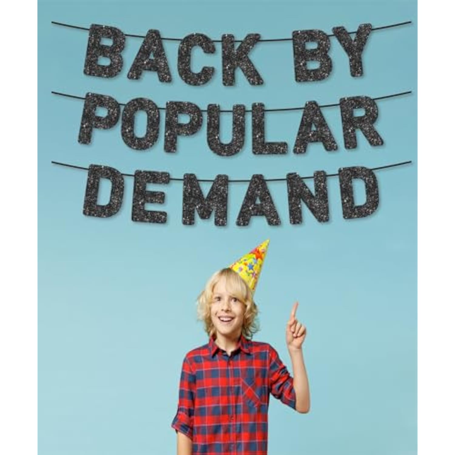 Pre-Strung Back By Popular Demand Banner - Welcome Home Party Decorations - Funny Homecoming Party Supplies, Ideas/Gifts?Black Glitter