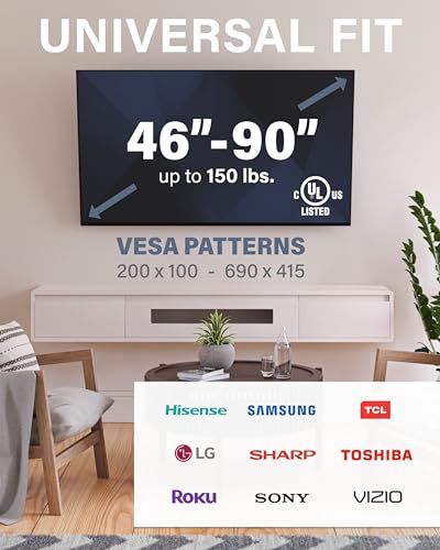 Tilting TV Wall Mount for 46" - 90 TVs or 150lbs - Premium Tilt Mount w/Universal Fit - Smooth 5.7" Extension Allows for Cable Management - Includes
