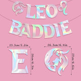 Leo Baddie Banner For July August Birthday Party Decorations, Glitter Iridescent Zodiac Leo Birthday Banner For Horoscope, Astrology Bday Party Decor, Ideas, Jokes And Favors (Iridescent)