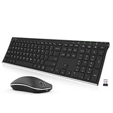 2.4G Wireless Keyboard And Mouse Combo Stainless Steel Ultra Slim Full Size Keyboard And Ergonomic Mice For Computer Desktop Pc Laptop And Windows 11/10/8 Build In Rechargeable Battery
