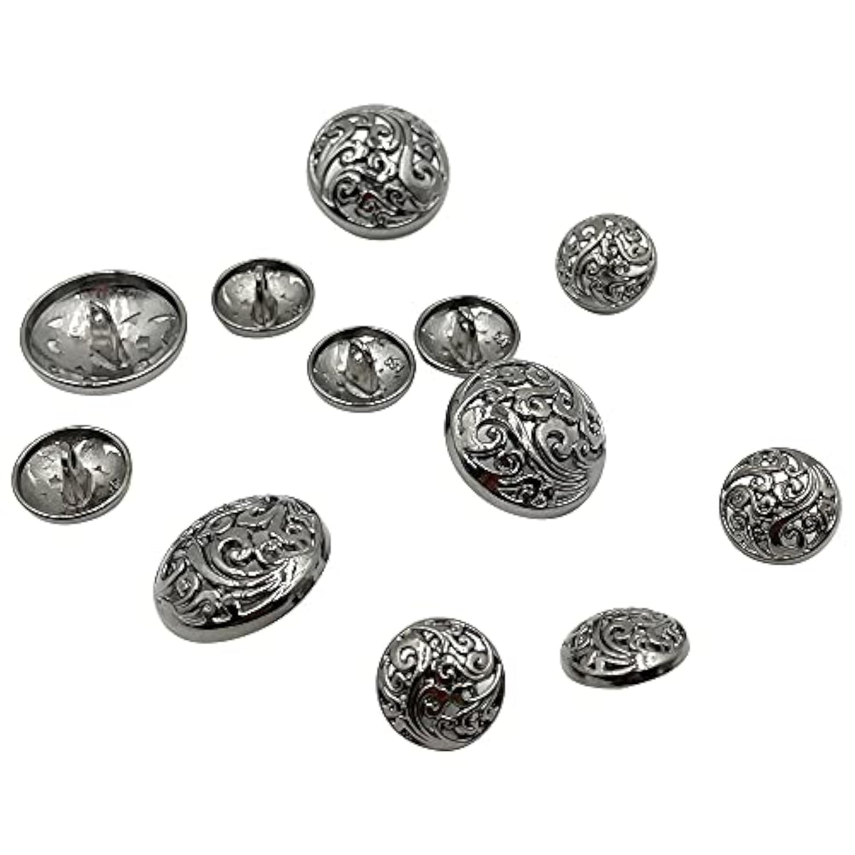 12Pcs Gunblack Hollow Metal Suits Button Set For Blazer, Suits, Sport