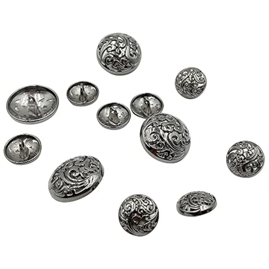 12Pcs Gunblack Hollow Metal Suits Button Set For Blazer, Suits, Sport