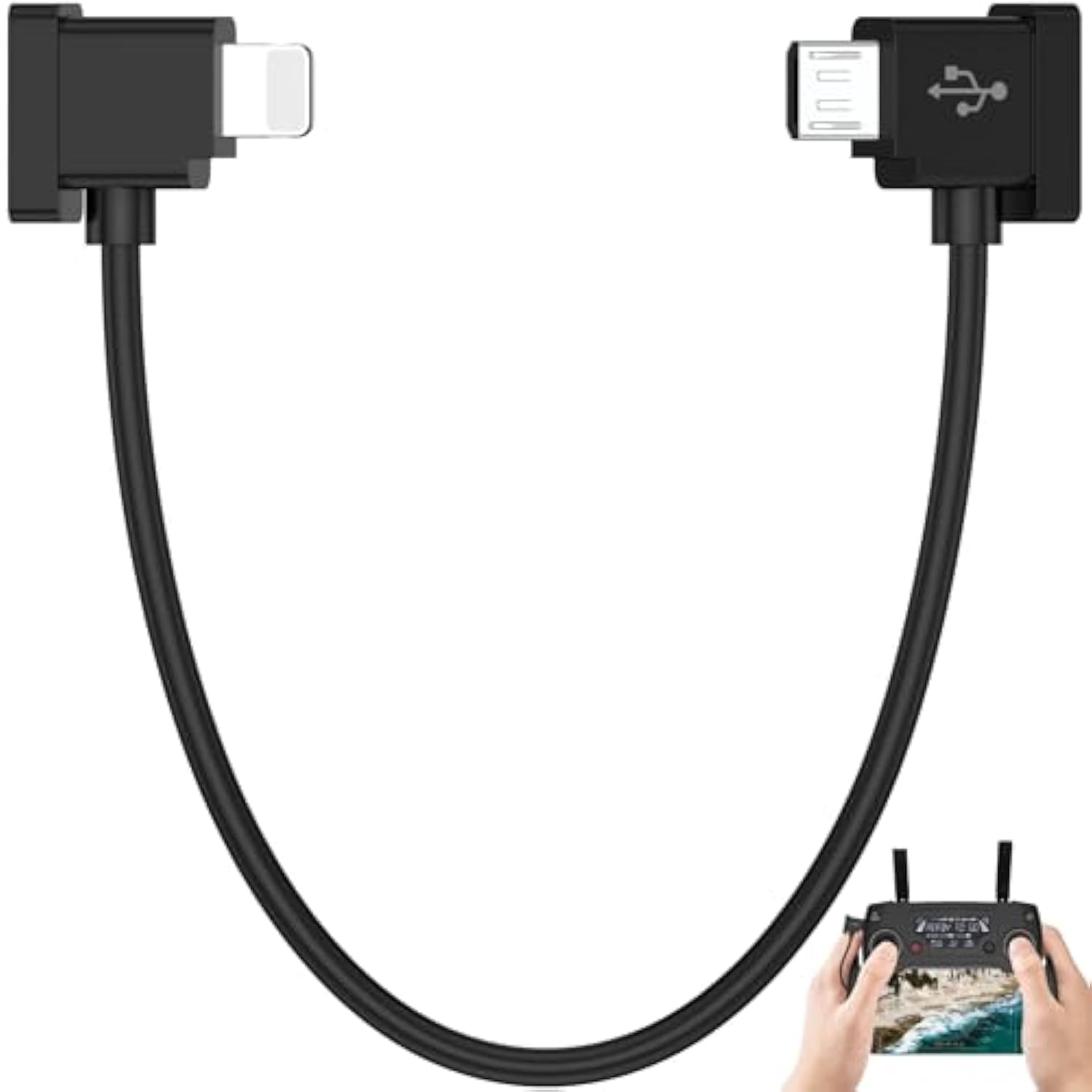 For Ios To Micro Usb Data Cable For Dji Spark, Dji Mavic Pro/Mini 1St & Se/2 Series/Air 1St Drone Controller, Link For Iphone 14 13 12 11 Pro Max Ipad 9Th/8Th/7Th/6Th/5Th Gen (1Ft/30Cm)