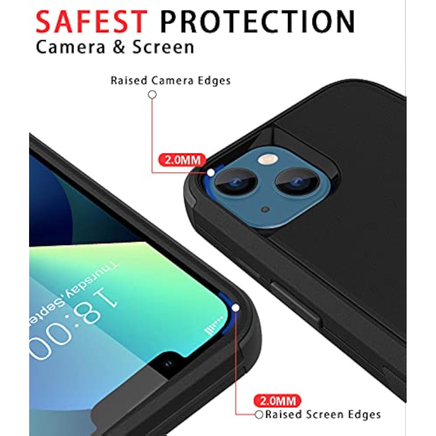 Heavy Duty Protection Phone Case Cover for Apple iPhone 13 - Black, Shockproof, Dropproof, Dust-Proof