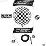 , Black And White Checkered Balloons - 22 Inch, Pack Of 12 | Race Car Balloons For Race Car Birthday Party Decorations | Racing Party Decoration | Checkered Party Decorations | Emo Party Decor