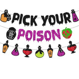 Pick Your Poison Banner Halloween Party Decoration Haunted House Potion Bar Horror Supplies
