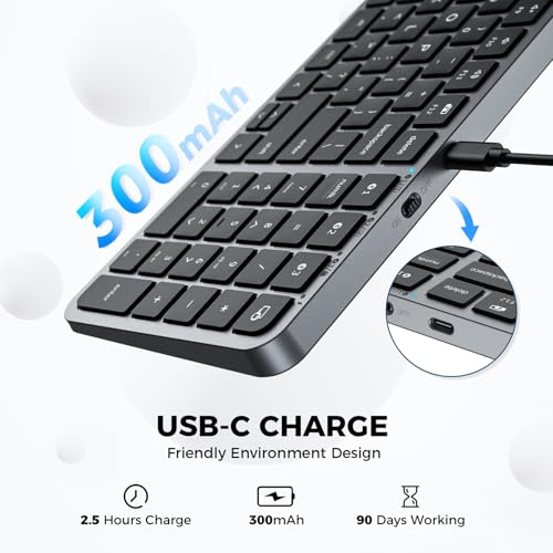 Bluetooth Keyboard With Numeric Keypad - Multi-Device Support, Stable Connection, Compact Design, Enhanced Typing Experience, Perfect For Macbook, Ipad, And Windows Laptops