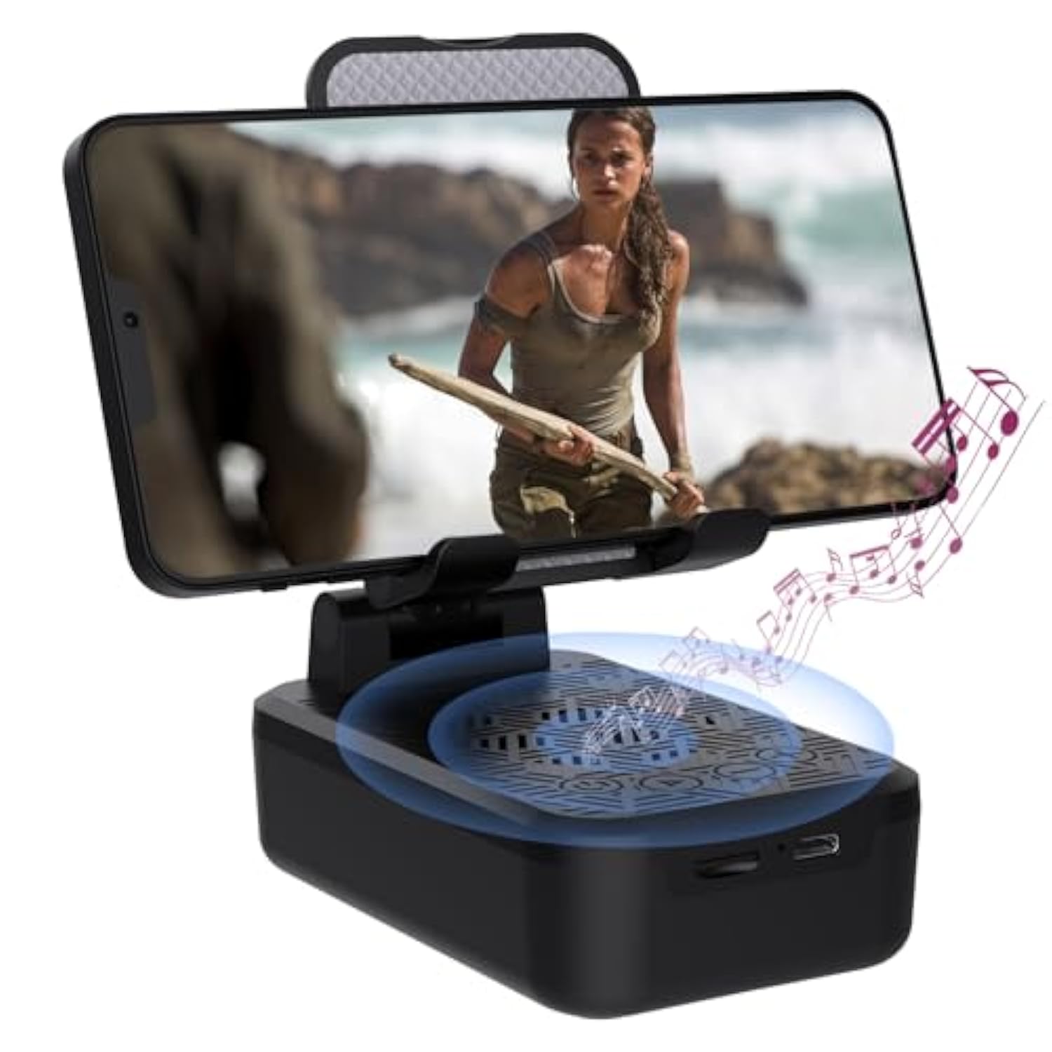 Cell Phone Stand With Wireless Bluetooth Speaker, Hd Surround Sound Bluetooth Speaker For Home Kitchen And Outdoors Compatible With Mobile Phone, Tablets, Gifts For Men Women