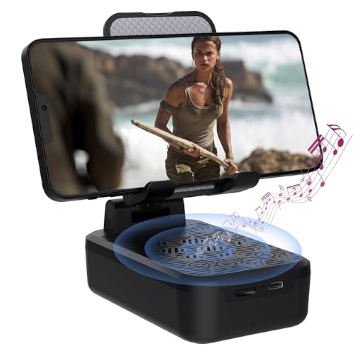 Cell Phone Stand With Wireless Bluetooth Speaker, Hd Surround Sound Bluetooth Speaker For Home Kitchen And Outdoors Compatible With Mobile Phone, Tablets, Gifts For Men Women