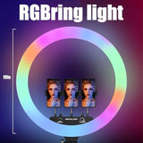 10" Selfie Ring Light 32 Colors Dimmable LED for iPhone & Android Live Stream
