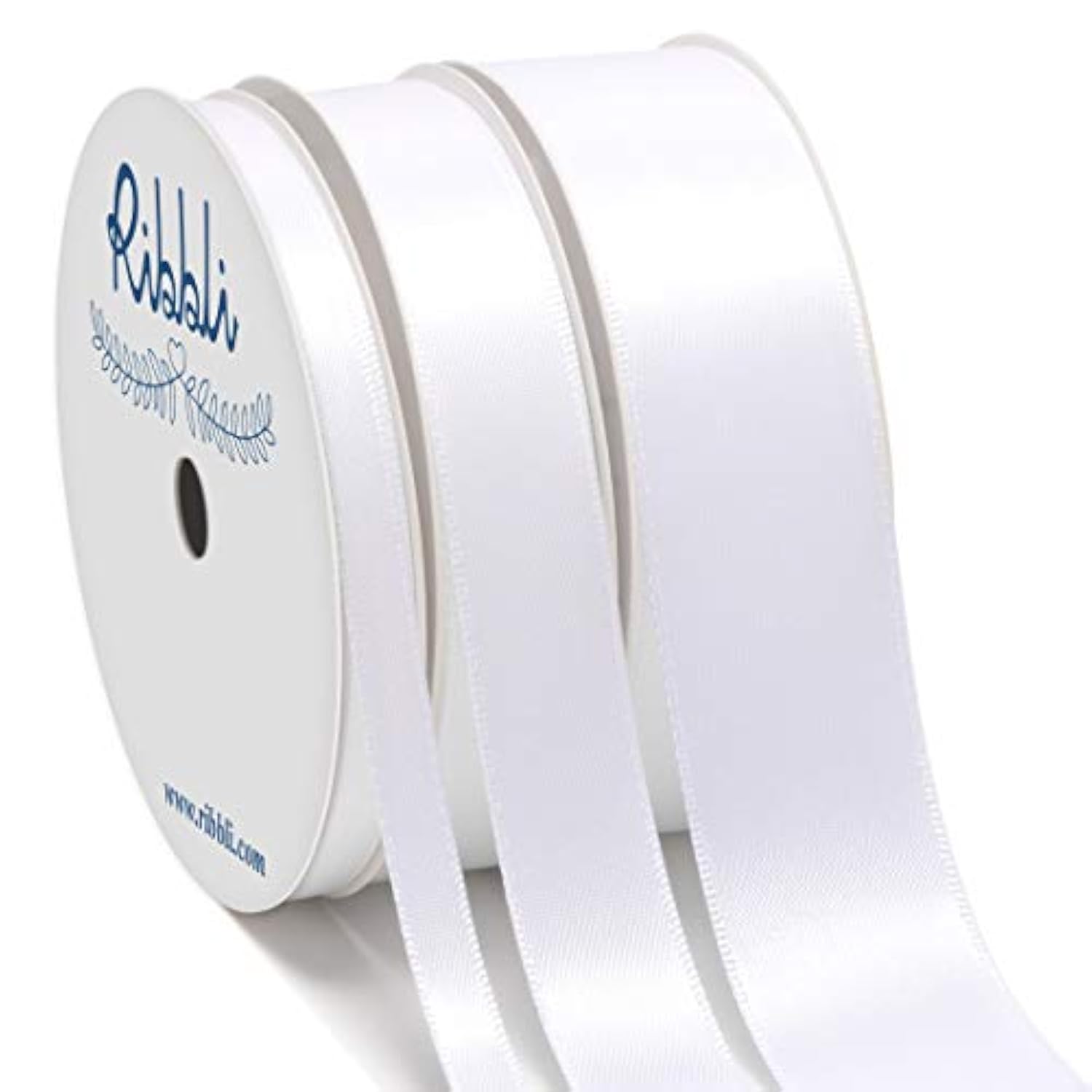 3 Rolls Double Faced Solid Satin White Craft Ribbon,Total 30 Yards,(1/