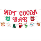 Christmas Hot Cocoa Bar Banner Red Glitter Garland Santa Snowman Gingerbread