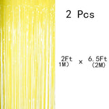 Yellow Tinsel Foil Fringe Curtains Decorations - You Are My Sunshine Baby Shower Birthday Party Photo Backdrops Props Decorations, 2Pc