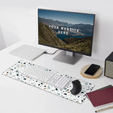 Laptop Mouse Pad Terrazzo Seamless Stone Desk Mat With Stitched Edges 31.5X 11.8 Inch Non-Slip Large Keyboard Rubber Writing Table Mat For Office Home