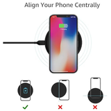15W Qi Certified Wireless Charger Pad with USB Cable Fast Charging for iPhone Samsung LG Black