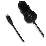 12W Fast Car Charger with Coiled Lightning Cable MFi Certified for iPhone iPad Apple Devices Black