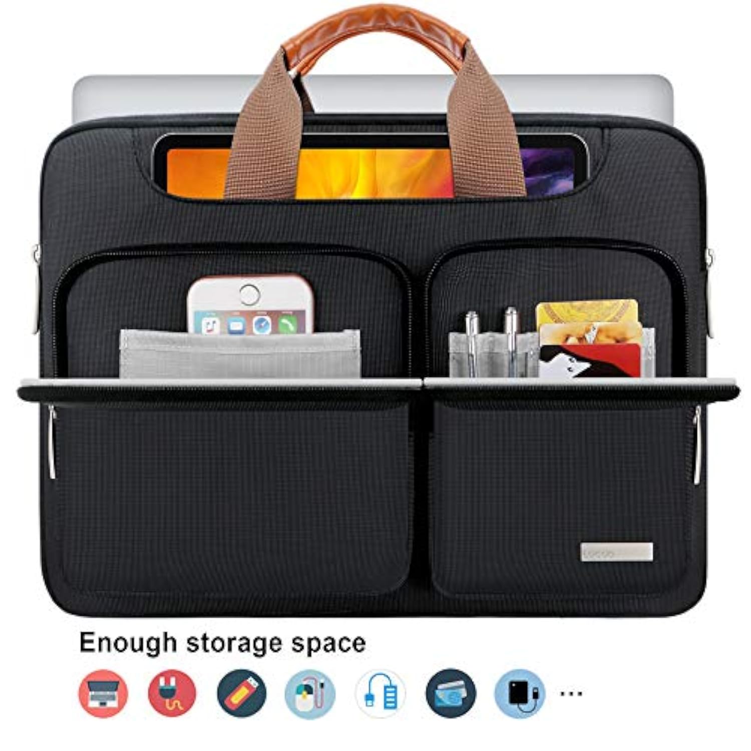 360° Protective Laptop Shoulder Bag, 15-15.6 Inch Laptop Sleeve Case For Acer Hp Lenovo Dell Asus Laptop, Acer Aspire, Hp Pavilion, Dell Inspiron, Lenovo Ideapad,Asus Zenbook Computer Bag, Black