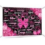 Breast Cancer Awareness Banner Backdrop Pink Ribbon Banner Decor 6x3.6ft