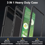 For Google Pixel 7 Case With 2Pcs Tempered Glass Screen Protector And 1Pcs Camera Lens Protector, Military Grade 3 In 1 Heavy Duty Shockproof/Drop Proof/Dust Proof Case (Black/Black)