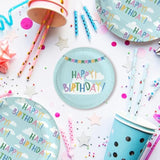 25-Piece Happy Birthday Cloud Paper Plates - 7 Inch Disposable Party Tableware