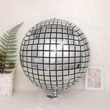 6-Pack 22 Inch Silver 4D Disco Ball Balloons 90S Dancing Queen Party Decor