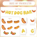 9 Pcs Hotdog Bar Glitter Banner & Hanging Swirls for Sausage Food Party Decor