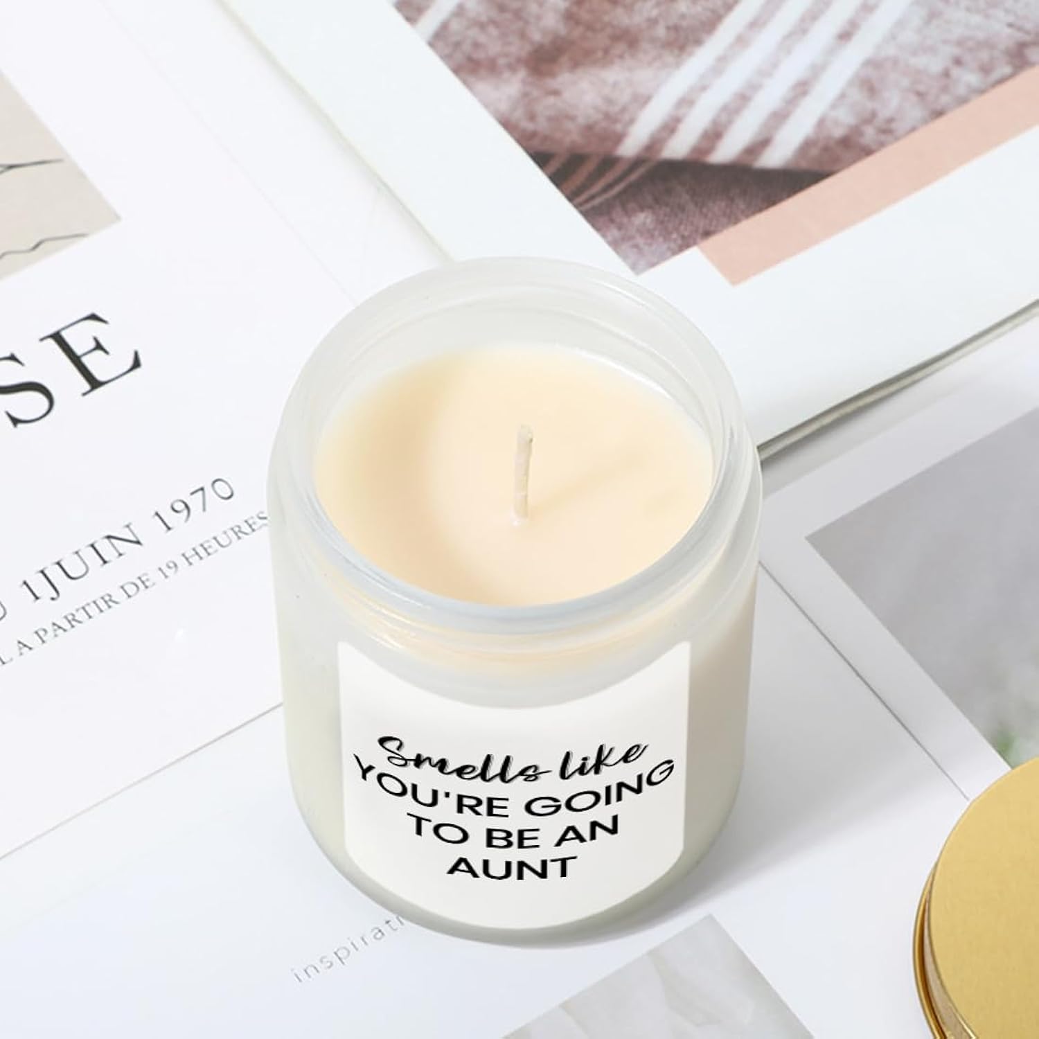 New Auntie Gifts First Time Scented Candle - Pregnancy Announcement For Aunt - Promoted To Auntie - Promoted From Bestie To Auntie - Baby Reveal Gifts For Sister Friend Soy Candle 4Oz