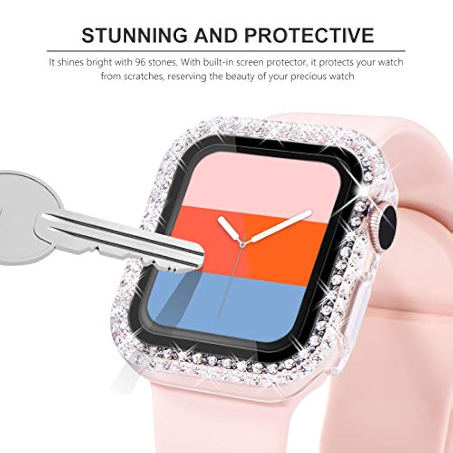 Compatible For Bling Apple Watch Protective Case With Built-In Screen Protector For Apple Watch 40Mm Iwatch Series Se Se2022 6 5 4 (40Mm, Clear)