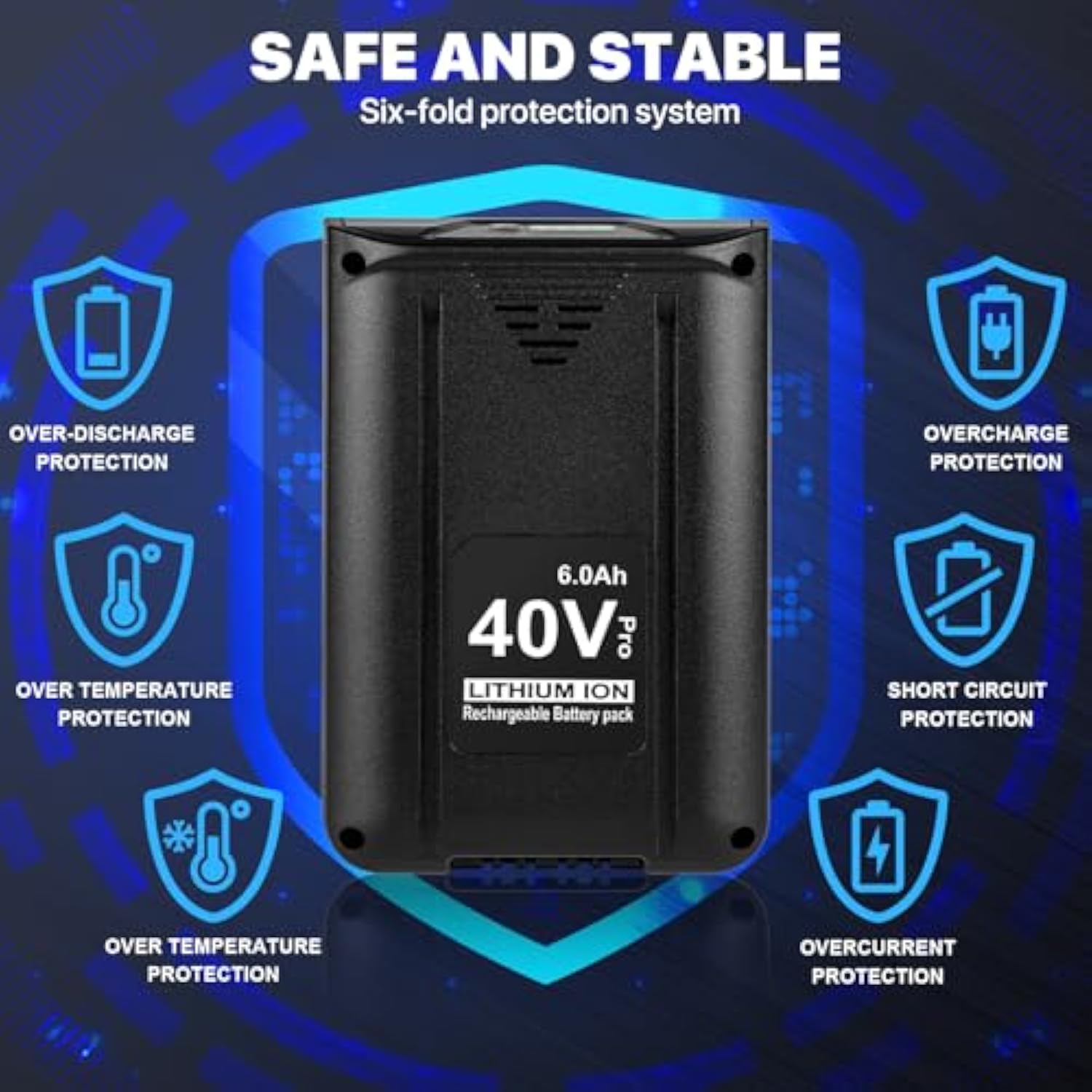 40V 6.0Ah Replacement Battery For Kobalt 40V Battery Max 2540C-06, Rechargeable Lithium Ion Battery For Kobalt Kb640-03 Kb540C-06 Kb240-06 Kb540-06 For Cordless Power Tools