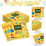 Pack Of 50 Back To School Paper Napkins, Yellow School Supplies Design Disposable Party Napkins For Classroom, Teacher Appreciation, Kindergarten, First Day Of School Decoration, 13X13 Inches Unfolded