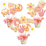 30Pcs Groovy Retro Hippie Boho Party Centerpieces For Tables Toppers Rainbow Butterfly Daisy Flower Birthday Decoration Star Groovy 60'S Party Supplies Favors For Girls Baby Shower Photo Props