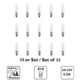 15 Pcs Replacement Bulbs Ac E10 10V-55V 0.2W 2200K Warmwhite For String Lights, Christmas Garlands, Light Arch, Christma