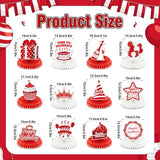 Red White Birthday Honeycomb Centerpieces Decorations 12Pcs Red White Birthday Honeycomb Table Centerpieces Bday Table Topper Sign Decor for Girls Women Home Office Birthday Party Supplies