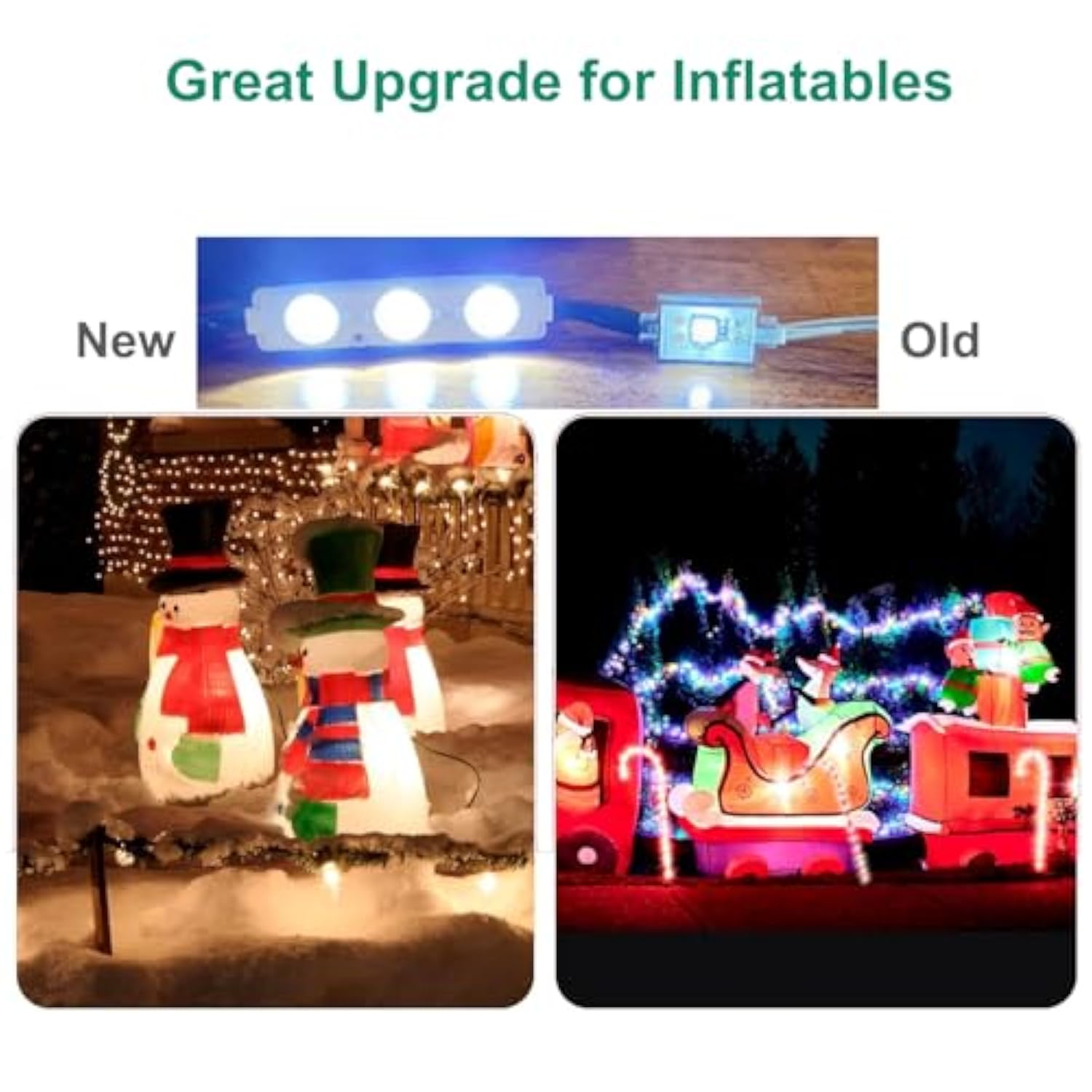 12V White Replacement Lights For Inflatables With Self Adhesive Pad 20Pcs 3 Led - Ideal For Yard Holiday Inflatables, Ch