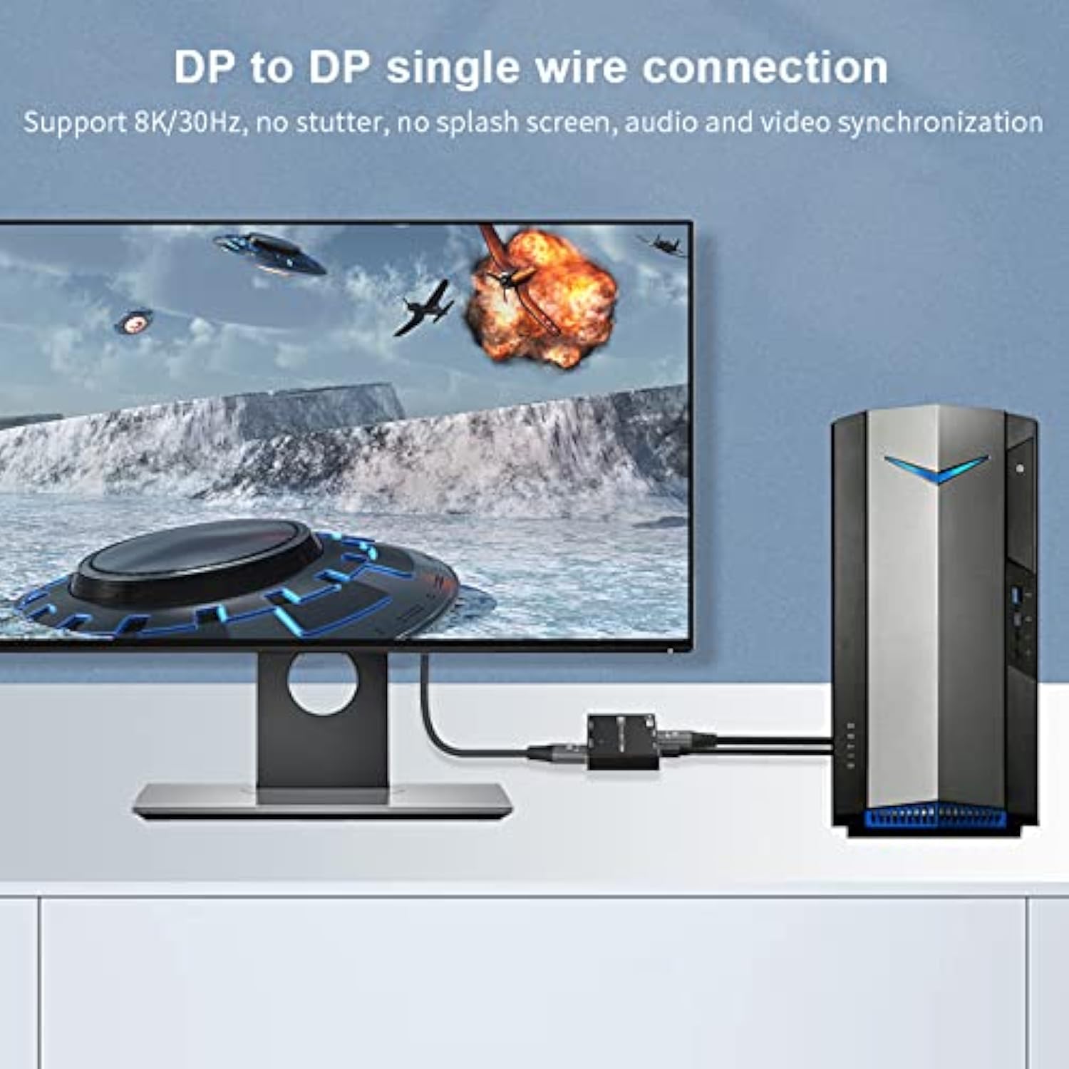 Displayport 1.4 Mst Hub Splitter With Hdmi & Displayport Out, 2-Port Dp Multi-