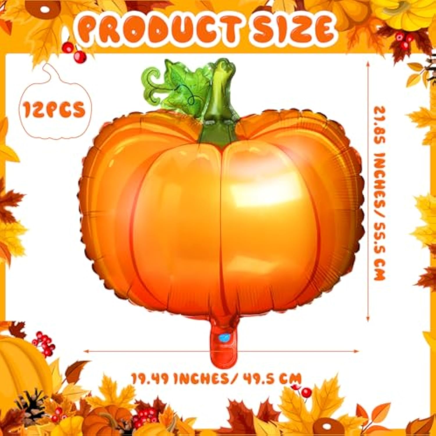 12 Pcs Pumpkin Foil Balloons Large Fall Thanksgiving Autumn Birthday Party Decor