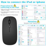 2.4Ghz & Bluetooth Wireless Mouse, Rechargeable For Laptop/Pc/Mac/Ipad Pro/Tablet/Android - Onyx Black