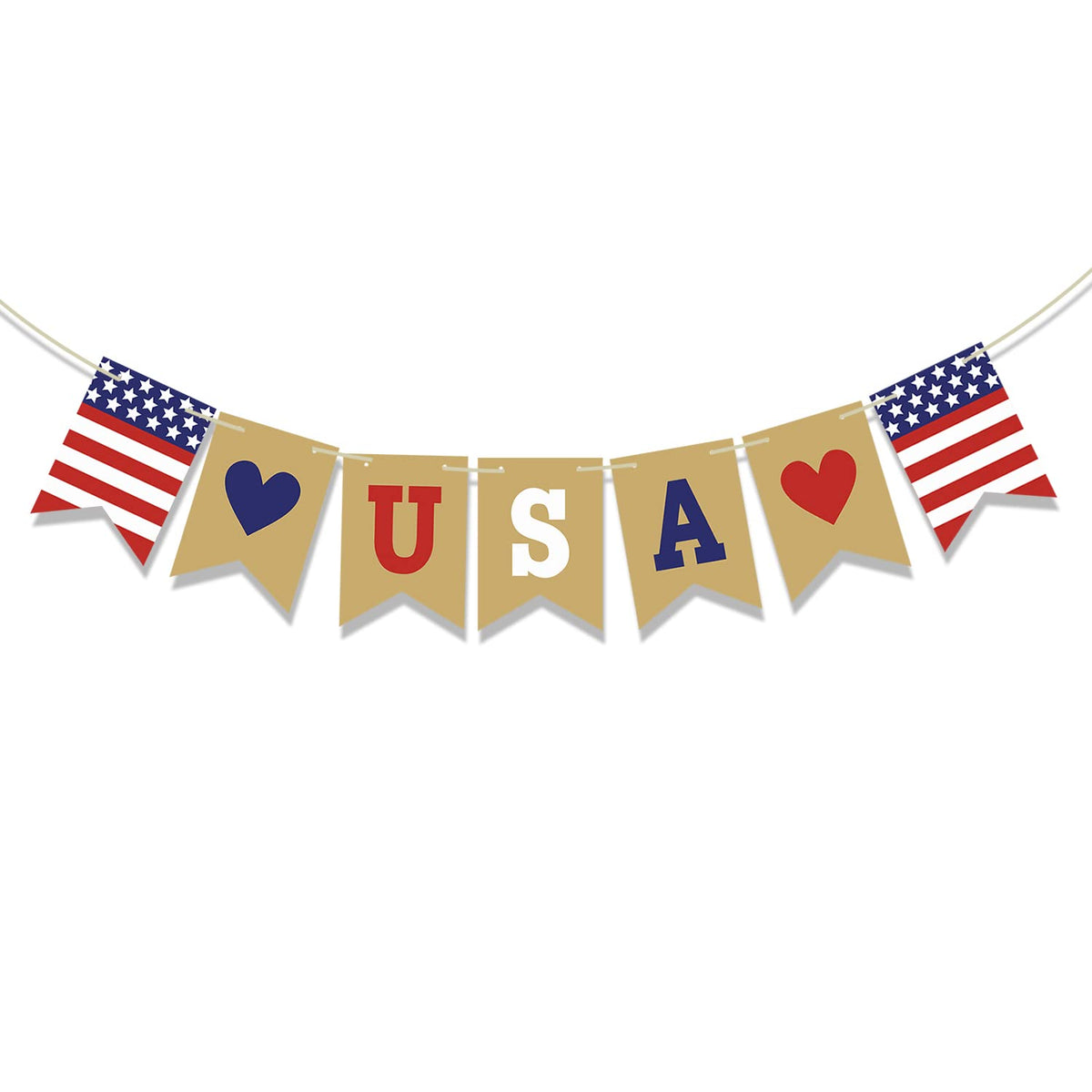 USA Banner Patriotic Garland 4th of July Banner for Memorial Day Decorations Independence Day Decorations 4th of July Party Supplies Patriotic Decorations for the Home Office