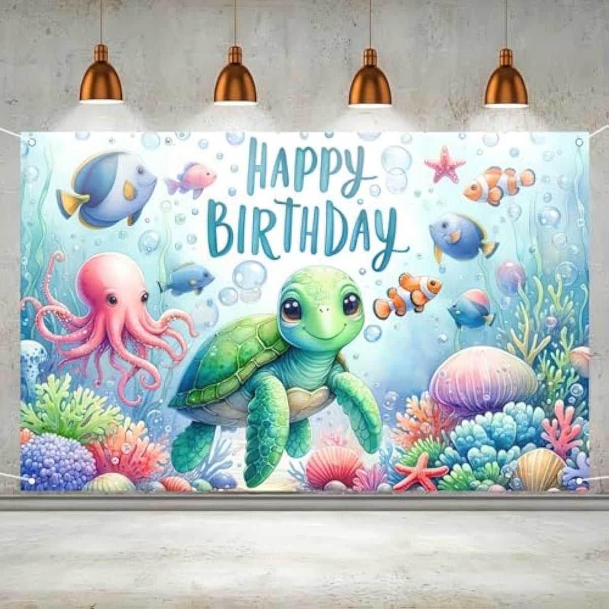 Turtle Birthday Decorations 71x43 Undersea Banner Kids Party Backdrop