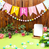 4 Pieces Spring Garland Banner Decorations, Pastel Felt Pompom Garland Hello Spring Daisy Flower Banner For Indoors Decorating Mantel Tree Party Decorations