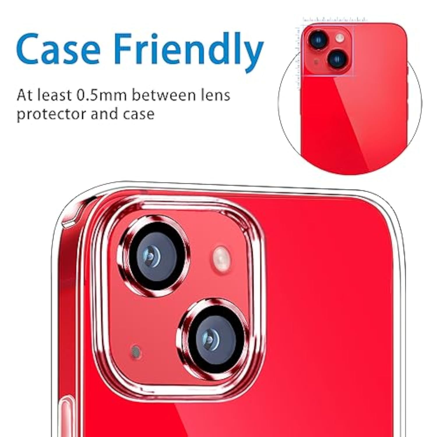 For Iphone 14 And Iphone 14 Plus Camera Lens Protector, Anti-Scratch Lens Cover 9H Tempered Glass Camera Screen Protector Shockproof Camera Ring For 14 And 14 Plus With 2 Lens - 2 Pcs Red