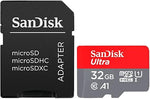 32GB Ultra microSDHC UHS-I Memory Card, 98MB/s, C10, U1, A1, Full HD, Adapter