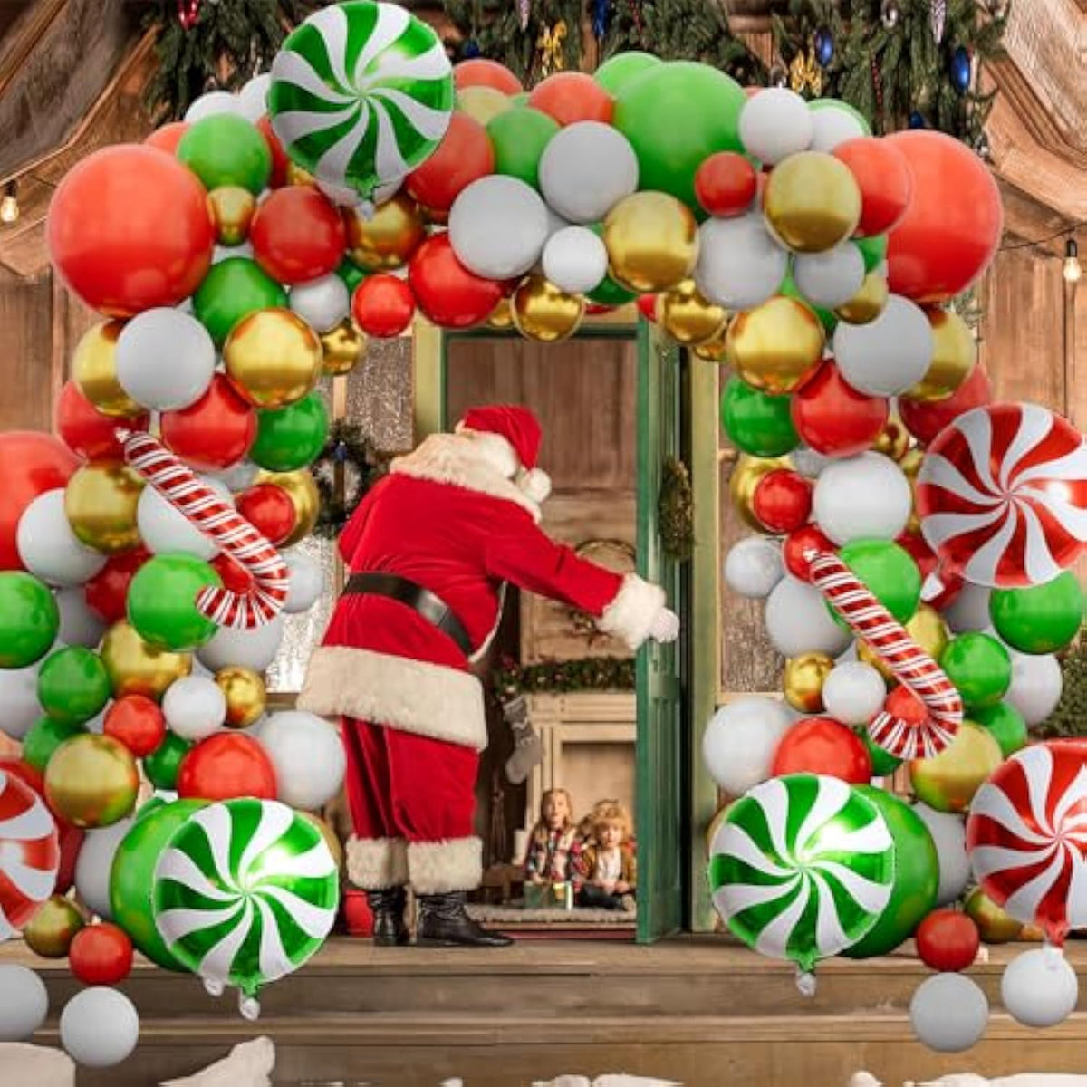 Christmas Balloon Arch Kit 126pcs Red Green White Gold Holiday Decor